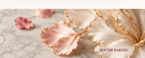 Delicate floral Mousse Bakery styling